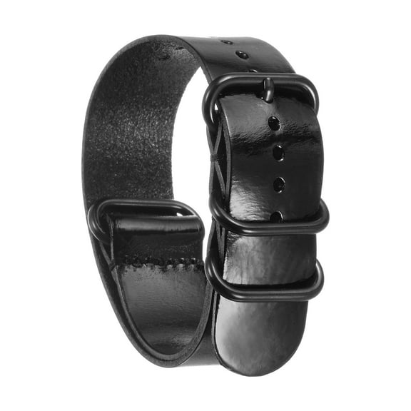 Uxcell Genuine Leather Watch Band 24mm Quick Release Watch Strap with Black Metal Buckle for Men Women, Black