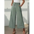 thumbnail image 4 of Pantalones Anchos de Verano para Mujer, Cómodos, Color Verde , Talla L, 4 of 5