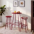 thumbnail image 4 of Best Choice Products 3-Piece Steel Patio Bar Height Round Bistro Set w/ Backless Stools, Slatted Design - Red, 4 of 10