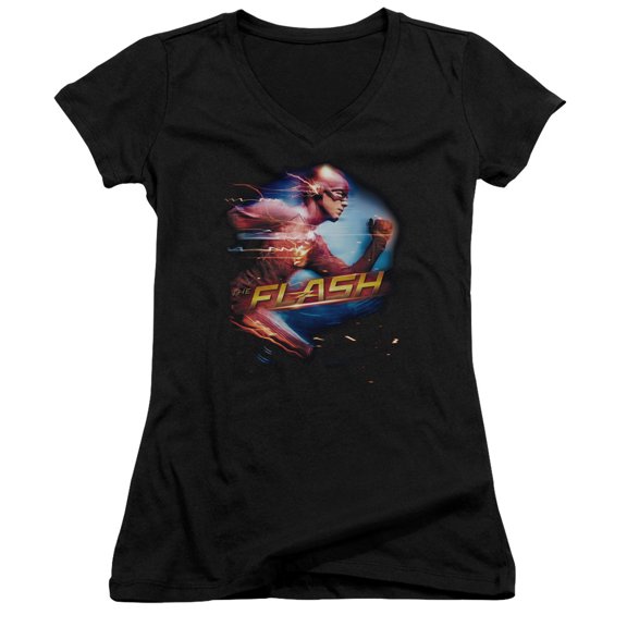 The Flash Fastest Man Junior Women's V-Neck T-Shirt Black