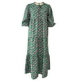 thumbnail image 5 of RYDCOT Summer Boho Maxi Dresses for Women 2024 Loose Fit Casual V Neck Half Puff Sleeve Floral Geometric Ruffle Flowy Long Dresses Sale or Clearance Green, 5 of 9