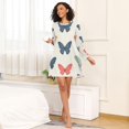 thumbnail image 4 of FORMRS Womens Long Sleeve Nightgowns Crew Neck Sleep Shirt Soft Pajamas Sizes S-3XL, Orange Butterflies, 4 of 8