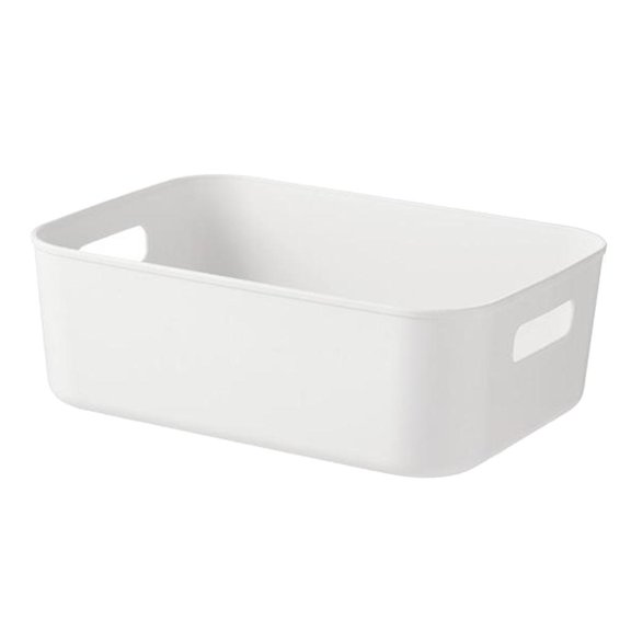 Storage Box with Handles, Large Kitchen Accessories Storage, Kitchen Organiser, Desktop Drawer, Makeup Container , White, 28x20x9.5cm