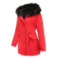 thumbnail image 3 of Chaquetas Parka largas gruesas con capucha para mujer, abrigos con forro de piel sintética, ropa de abrigo con cremallera, Anoraks, 3 of 5