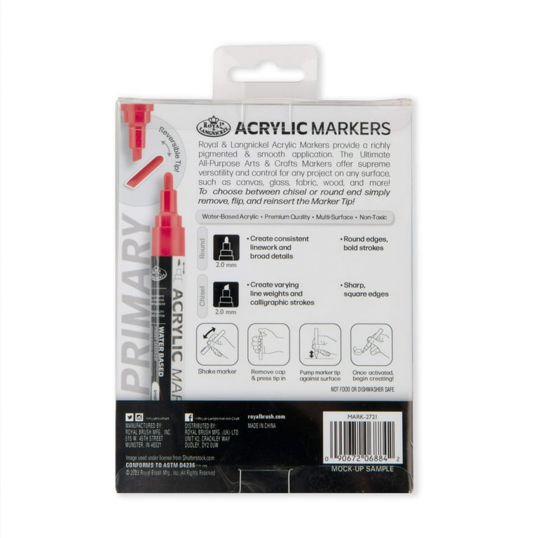 Royal & Langnickel, Acrylic Marker Set, 6 Piece, Reversible Tips