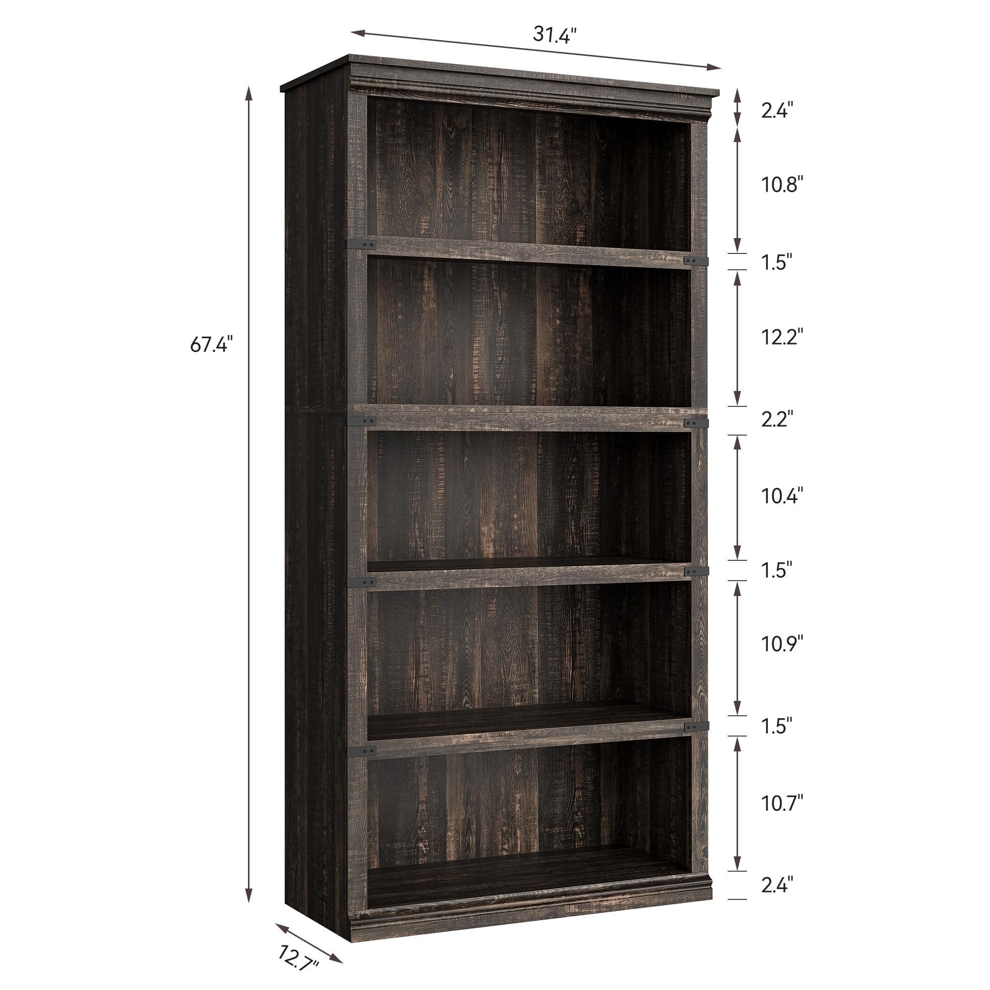 Huisuilinss 3/5 Tier Bookcase Bookshelf With Open Display Storage Shelves Floor Standing Unit Wooden Low Book Case Home Decor Furniture For Office Living Room Bed Room