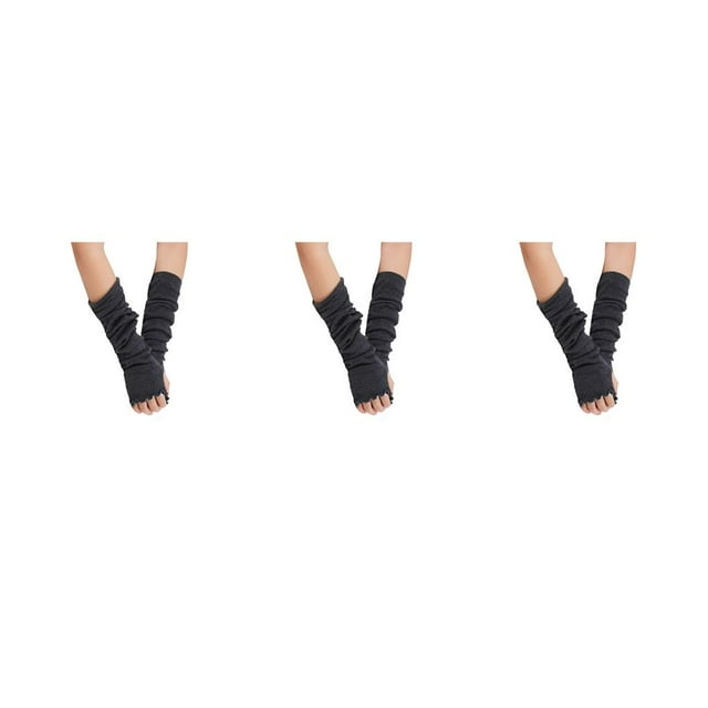 ZheElen 1 Pair Long Arm Cover High Elasticity Anti-skidding Jacquard Weave Less Sensitive Fingerless Gloves Mountaineering Ruffle Deep Gary 3Set