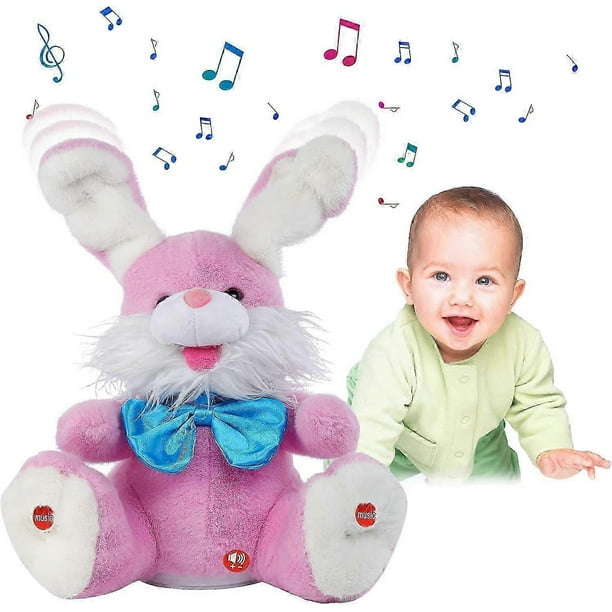 Bunny Stuffed Animal, Children Songs & Lullabies Peek-A Boo Toy Repeats What You Say, Talking Toys Singing with Floppy Ears for 0-6 6-12 Months 1-3 4+