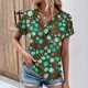 thumbnail image 2 of Tops de Algodón para Mujeres Cuello en V Moda Casual Manga Corta Primavera Verano Top para el Hogar Y Diario, 2 of 6