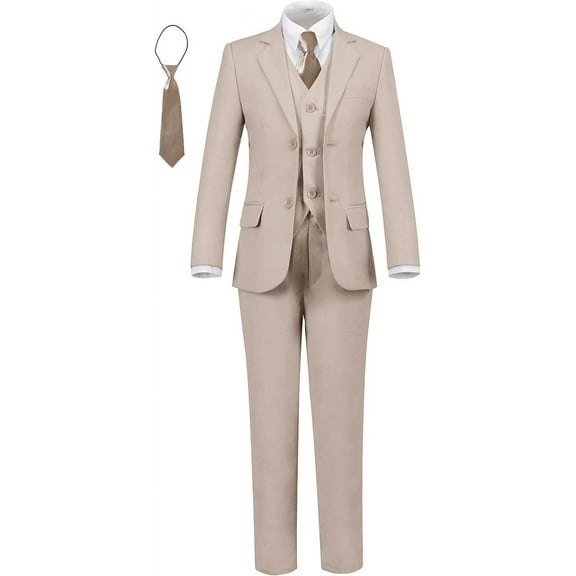 Mousedou Boys' Suits Slim Fit 5 Pieces, Boys Formal Suit Set, Slim Fit Boy Suit, Wedding Suit Ring Bearer Suit