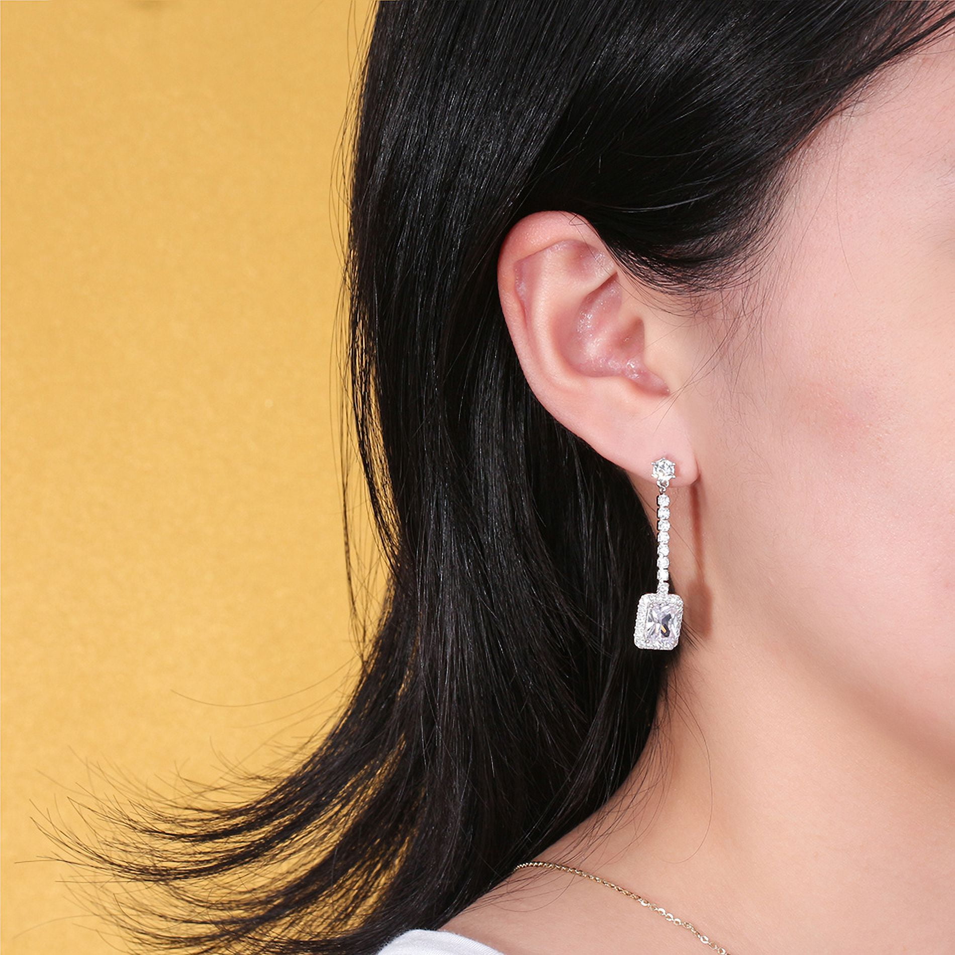 Halo Dangle Earrings for Women Sterling Silver Pink Clear CZ Ginger Lyne Collection