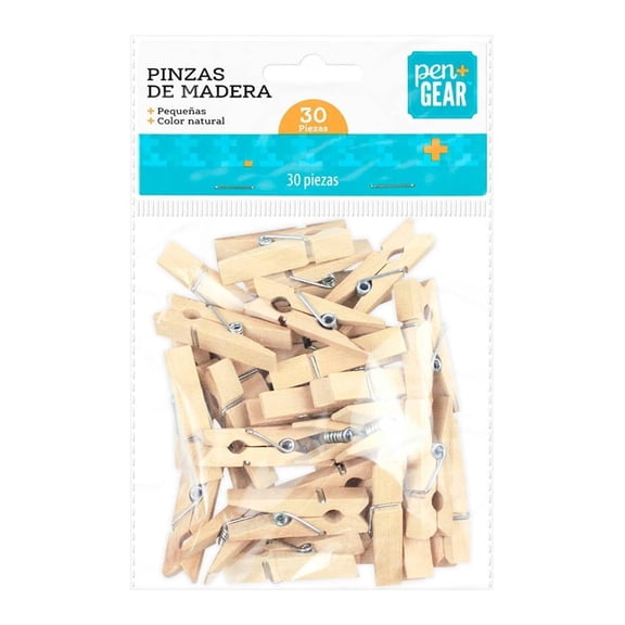 Pinzas De Madera Pen+Gear Color Natural 30 Pzas