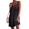 thumbnail image 5 of ZHOGXU Women's Dress Sleeveless Suspender V Neck Solid Color Lace Trim Fashion Comfortable Mini Dresses For Casual Daily Wear,Black,Xl, 5 of 6