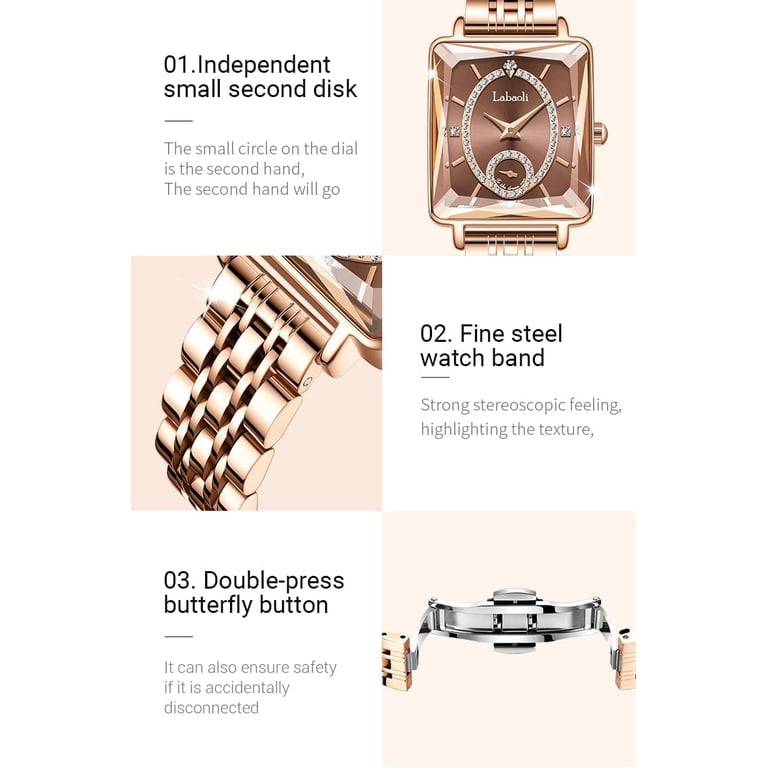 Watches for Women Rose Gold Square Stainless Luxury Fashion  display picture 3
