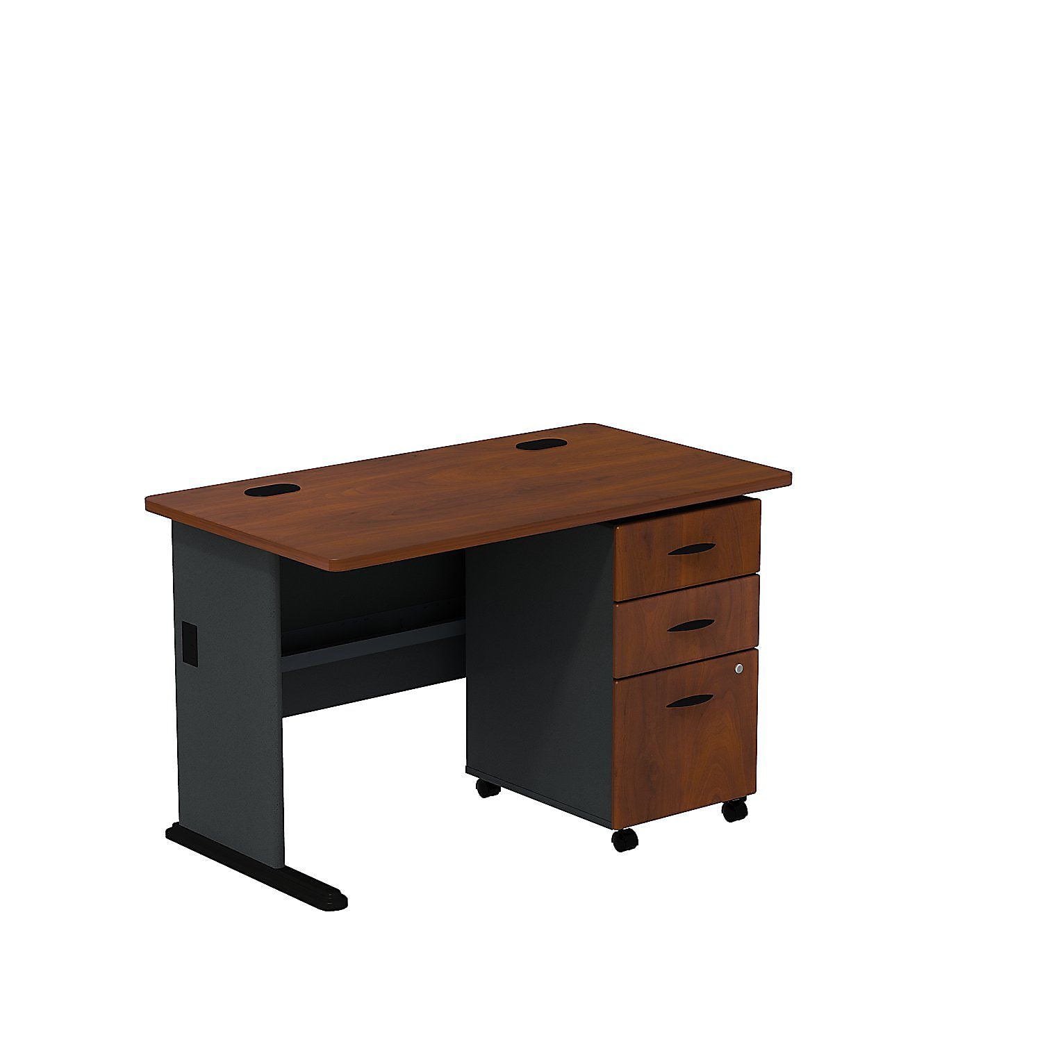 Bush Business Furniture Series A Hansen Cherry/Galaxy 48W Desk with 2-Drawer Mobile Pedestal 