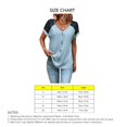 thumbnail image 5 of Camiseta casual de manga corta con empalme de encaje y botones en la parte superior con cuello en V para mujer para uso en verano Azul S, 5 of 5