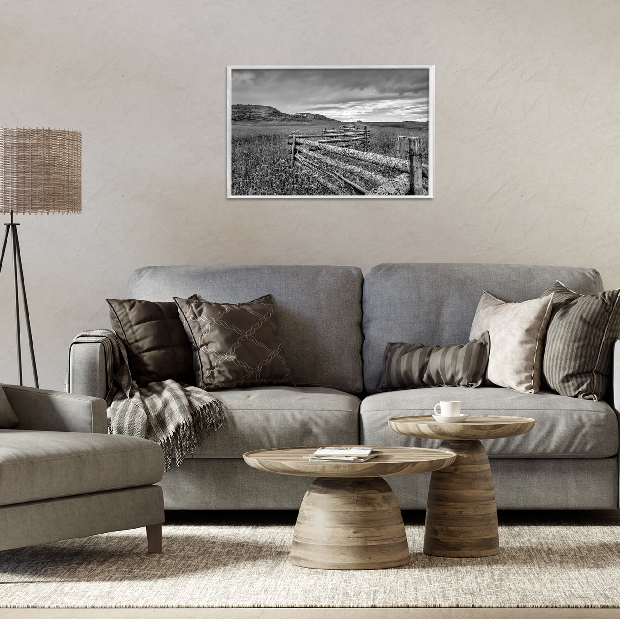 Stupell Industries Weathered Fence to Distant Horizon White Framed Giclee Art, design by Jon Evan