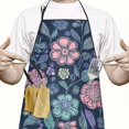 thumbnail image 2 of Pioneer Flower Floral Print Pattern Apron-Garden Aprons for Women with Pockets-Cotton Linen Waterproof Kitchen Cooking Gardening Aprons Adjustable for Kitchen,Cooking,BBQ and Salon 33x27 Inch, 2 of 7