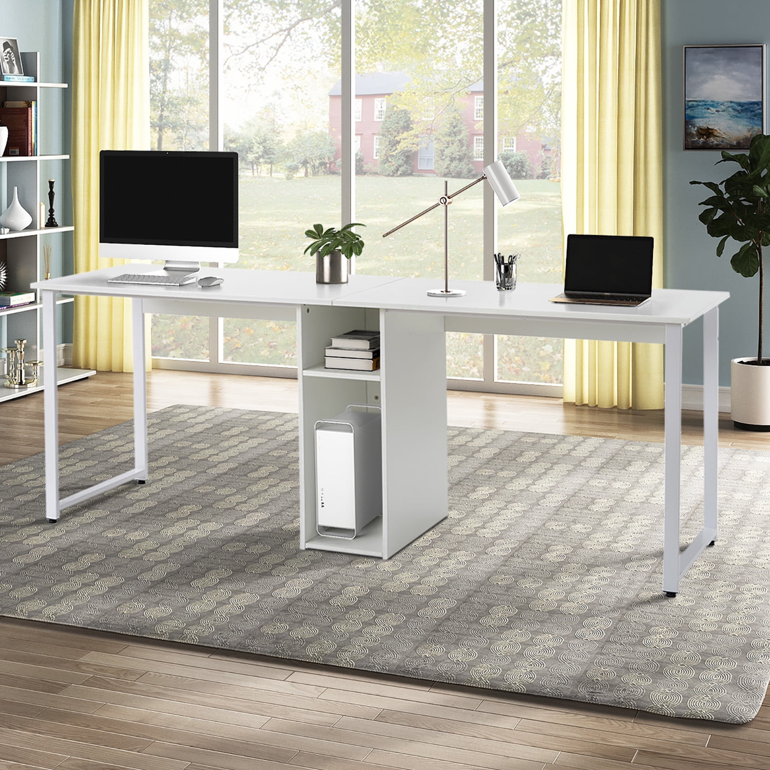 URHOMEPRO Computer Desk with Storage, Large Double Workstation Desk