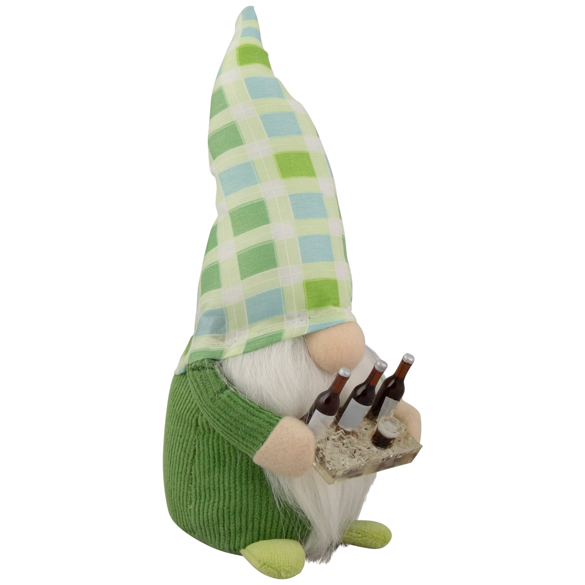 Northlight 9" Green and Blue Plaid Springtime Gnome