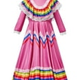 thumbnail image 3 of ZRBYWB Kids Child Girls Clothes Mexican Traditional Dress National Style Long Sleeve Dance Princess Dress With Headdress Flower Carnival Birthday Party Dress, 3 of 3