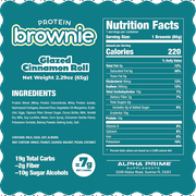 Glazed Cinnamon Roll, 12 Count Prime Bites Protein Brownie with 19g Protein and 5g Collagen