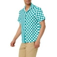 thumbnail image 4 of MODA NOVA Big & Tall Men's Striped Printed Plaid Shirt Short Sleeve Green White 2XLT, 4 of 5