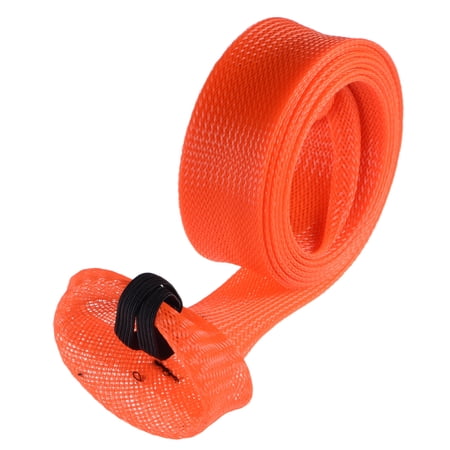 Uxcell 2.02m Orange Fishing Rod Sleeve Rod Sock Cover Braided Mesh Rod Protector 2 Pack