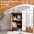 thumbnail image 4 of Mid-Century Modern Accent Cabinet, Narrow Storage Cabinet with Geometric Carved Door, Adjustable Shelf, Gold Handle and Raised Legs for Entryway, Living Room or Hallway, 4 of 9