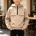 thumbnail image 6 of Sentuca Boys Hoodies Half Zip Fleece Pullover Sweatshirts with Pockets Long Sleeve Fall Winter Warm Sports Tween Tops Size 12Y, 6 of 8