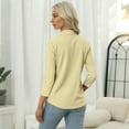 thumbnail image 6 of A plain V-neck,three-quarter sleeve, buttoned T-shirt for daily commuting for ladies. Ideal gift for girlfriend on birthdays, Halloween or Christmas, 6 of 6