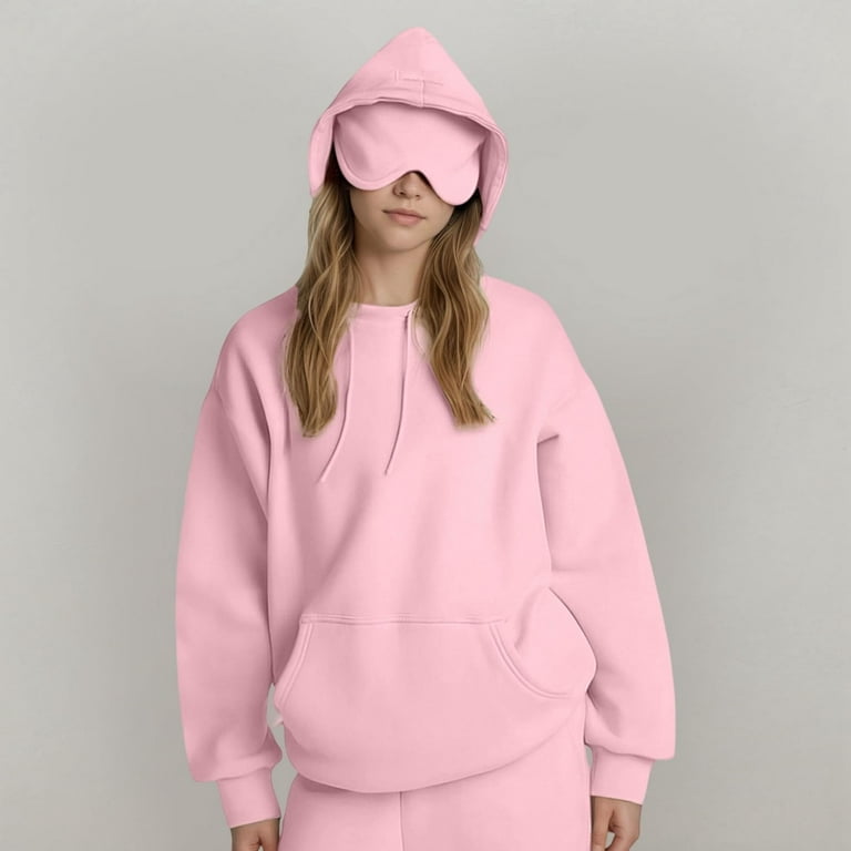 Sweat à Capuche Zippé Avec Masque Pour Les Yeux – Veste De Voyage Femme Mode Avion, Poches Cachées, Couverture Portable