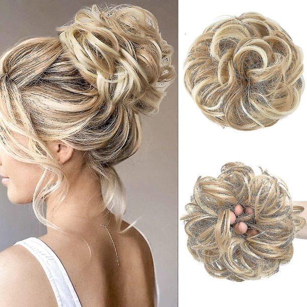 Extensiones de moño desordenado, coleteros para el cabello ondulado y rizado para mujeres y niñas, moños sintéticos grandes con forma de donut, moños para el cabello, 1 pieza