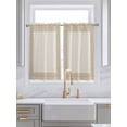thumbnail image 2 of Beige Geometric Tier Curtains 45 Inches Long, Brown Greek Key Design Burlap Modern Art Window Treatment Curtain Drapes, Window Half Privacy Curtains for Bedroom Bathroom, 42"x45", 2 Panels, 2 of 7