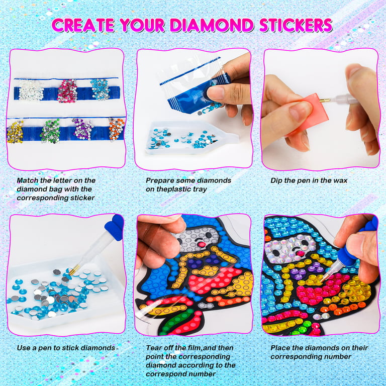 Kids Arts And Crafts Ages 4-8 Boys Arts Training Equipment Boards 5D  Diamond Art Stickers And Suncatchers DIY Diamond Pasted Painting Dots  Stickers