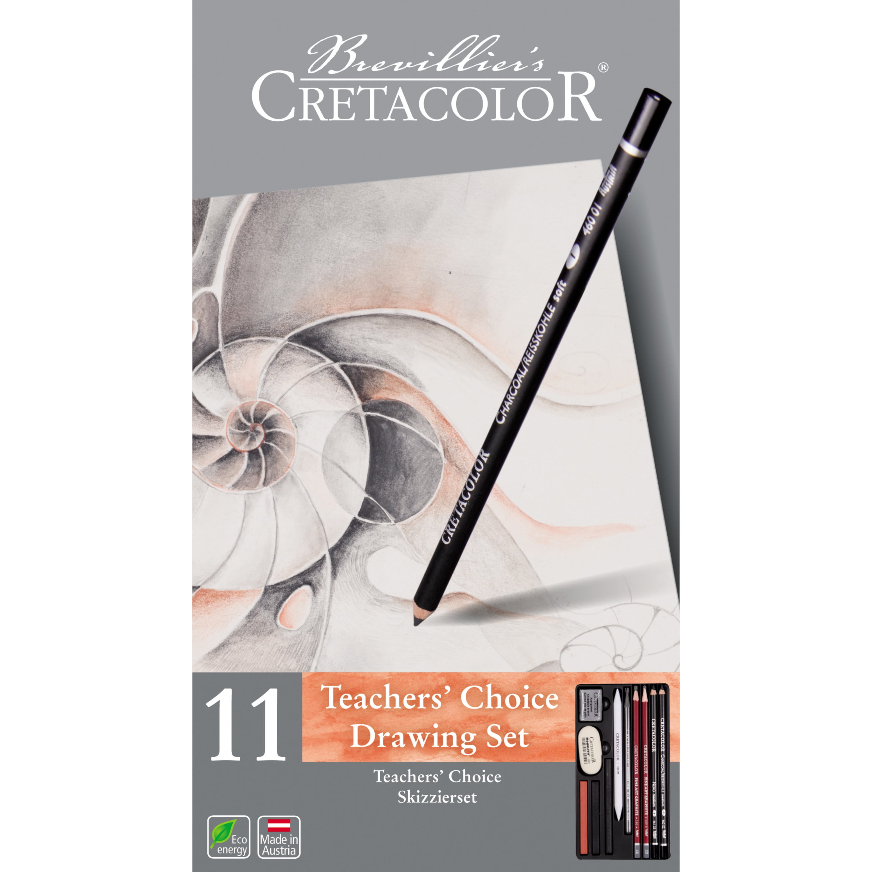 Cretacolor Teacher's Choice Drawing Sets, Tin Set of 11