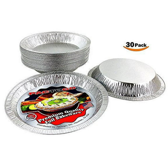 Pactogo 9" Wrinkled Wall / Smooth-Bottom Aluminum Pie Pan Plate Tin - Heavy Duty Made in USA (Pack of 30)