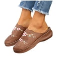 thumbnail image 3 of XIAQUJ Pantoufles Brodées à Bout Bao pour Femmes Grande Taille Bout Rond à Bout Bao Compensées à Porter à l'Extérieur Demi-Mules Antidérapantes Sandales pour Femmes 2024 Brun 7, 3 of 9