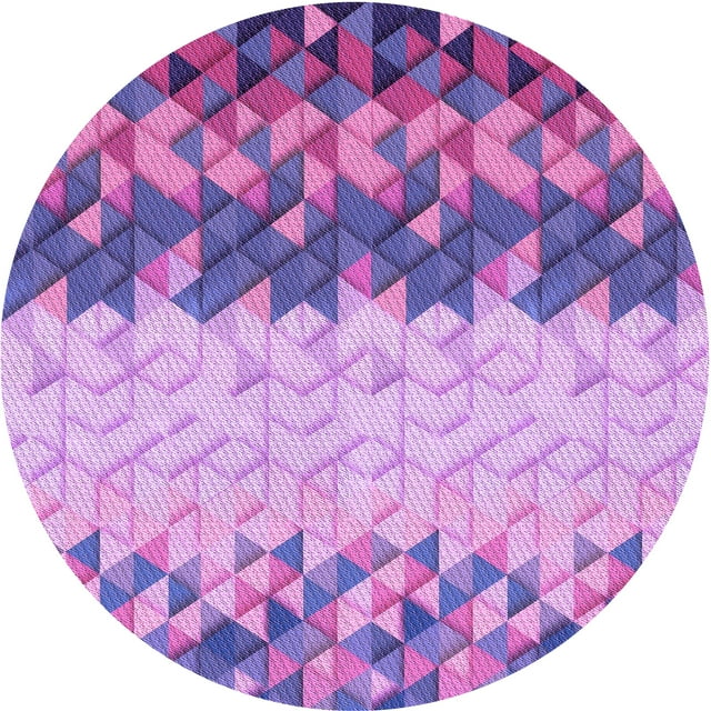 Ahgly Company Machine Washable Indoor Round Transitional Dark Orchid Purple Area Rugs, 5' Round