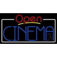 thumbnail image 1 of Blue Cinema Open With Border LED Neon Sign 20" Tall x 37" Wide - inches Black Square Cut Acrylic Backing, with Dimmer - Premium built indoor Sign for Cinema., 1 of 7