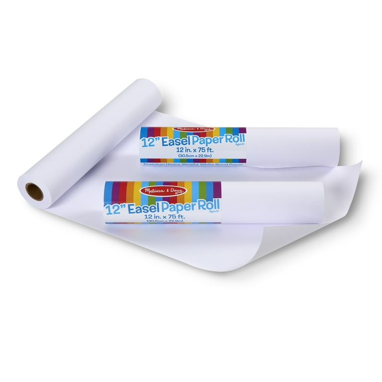 Melissa & Doug Deluxe Easel Paper Roll Replacement (18 inches x 75 feet) -  2-Pack, White