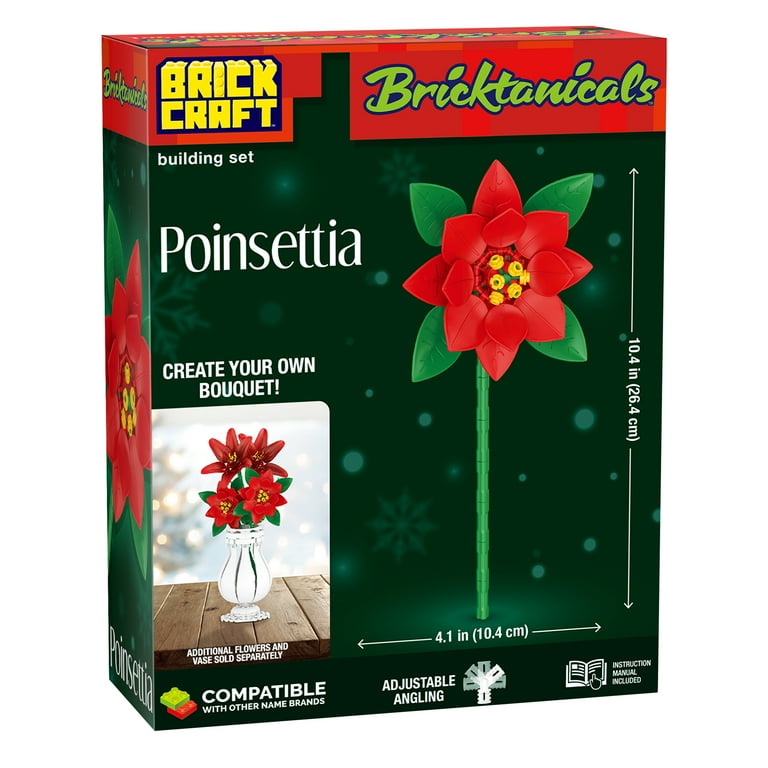 Brickcraft Bricktanicals Poinsettia Building Kit (56-Piece Set
