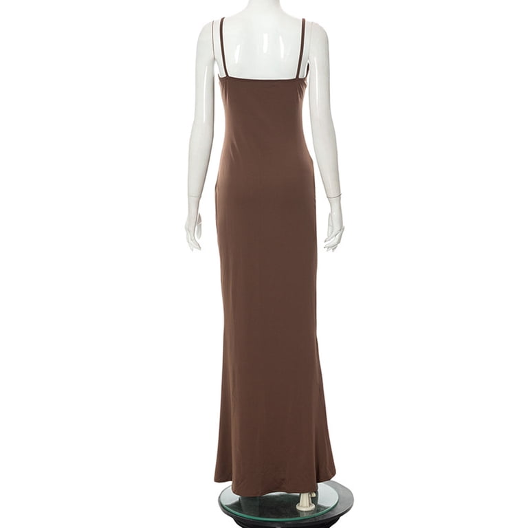 Xysaqa Women's Spaghetti Strap Bodycon Maxi Dress, Summer Sleeveless Tight  Long Tank Dress Casual Club Party Floor Length Dresses - Walmart.com