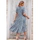 thumbnail image 3 of Vestido bohemio casual de verano para mujer, vestido floral con volantes y mangas abullonadas, cintura alta, vestidos de playa midi, 3 of 4