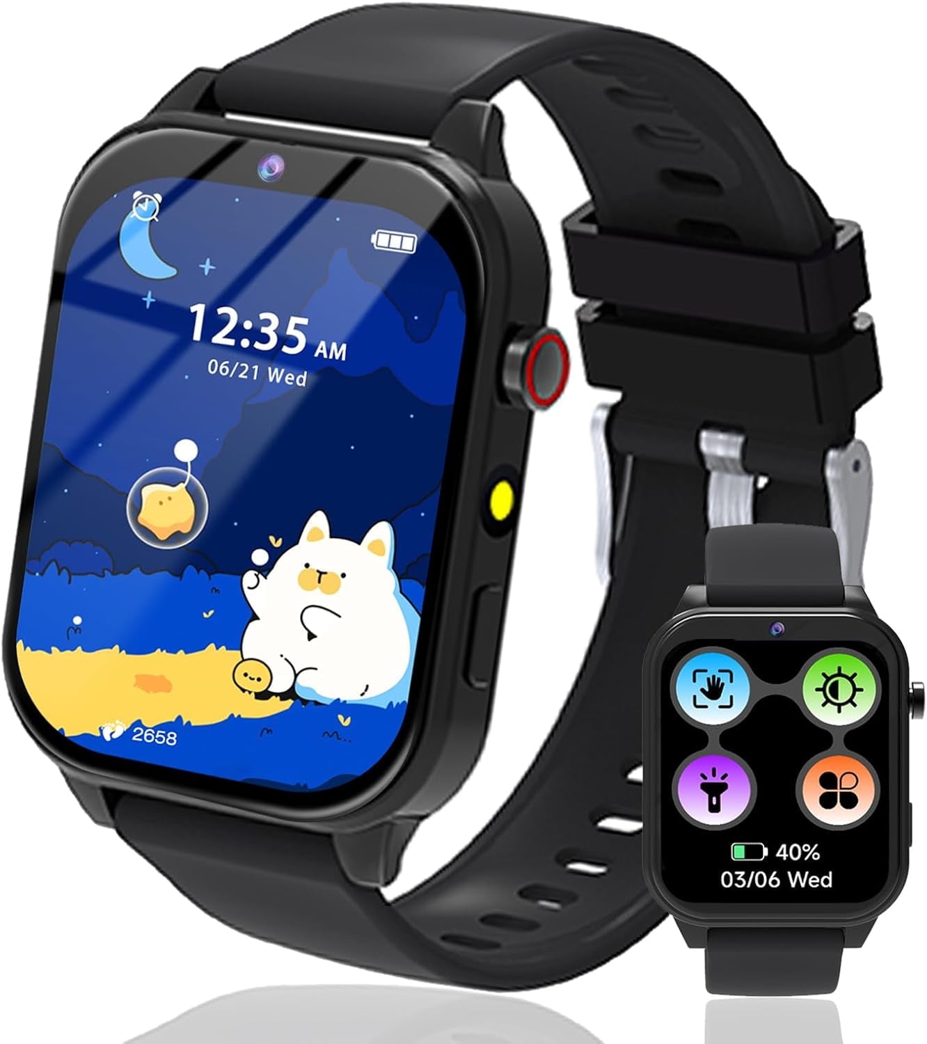SZBXD Smart Watch for Kids, Boys Girls Kids Smart Watch with 18 Puzzle Games 6 Languages Camera Music Video Player Pedometer Torch Educational Toys,Birthday Gifts for Children 4+ Years(Black)
