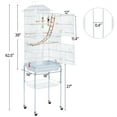 thumbnail image 3 of Renwick 62.5" Metal Rolling Birdcage with Detachable Stand, White, 3 of 9