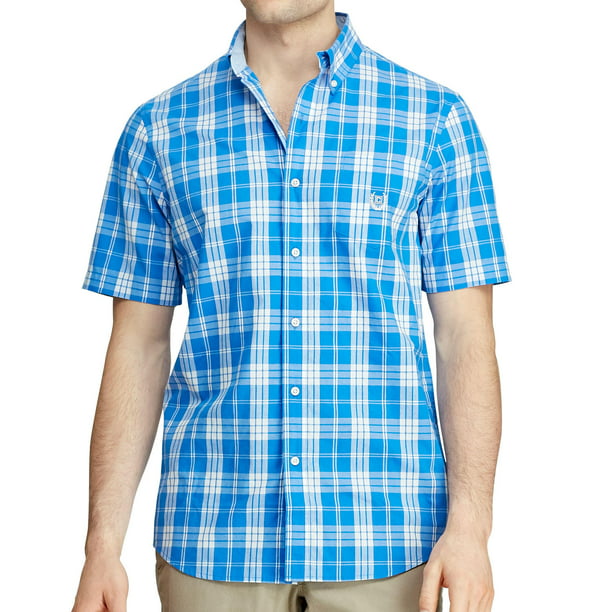 Chaps - Chaps Men's Short Sleeve Woven Shirt In Blue Multi, XL ...