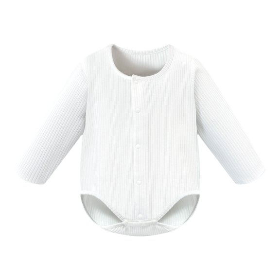 PEASKJP Newborn Romper Newborn Infant Baby Boy Fall Winter Outfit Boy Baby Clothes Boy Oversized Romper Shirts Long Sleeve Onesie White,12-18 Months