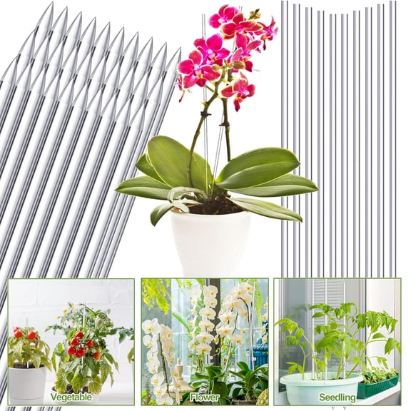 Plant Stakes,16PCS Acrylic Clear Plant Support Stakes with 20PCS Clips,15.6 Inches Plant Sticks Garden Single Stem Orchid Stakes for Indoor and Outdoor Plants,Orchid,Potted Plants,Tomatoes,Flowers