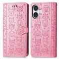 thumbnail image 1 of Funda Cartera FOXDOCK para iPhone 17 , Flip PU con Relieve de Gatos y Perros, Tarjetero y Soporte, 1 of 6